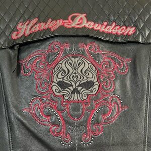 Women’s Harley Davidson Willie G Scroll Skull Leather Riding Jacket
